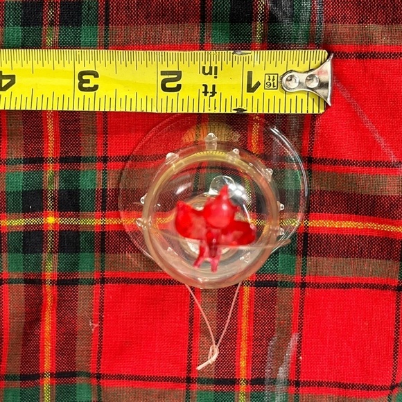 Clear Glass Bell Ornament with red bird on top polka dot glass hanging - Picture 3 of 4